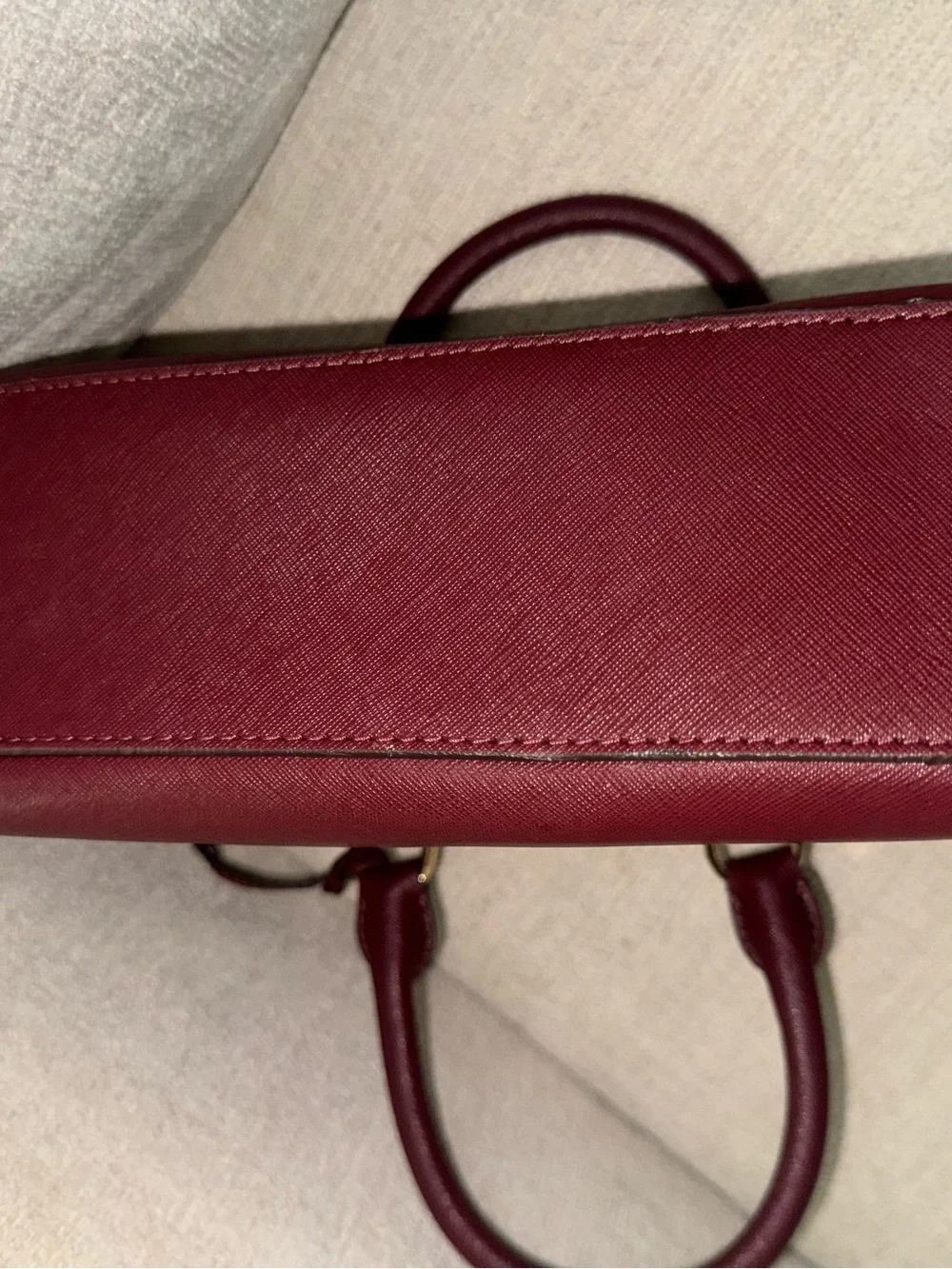 Michael Kors Bordeaux Saffiano Leather Satchel with Gold Hardware